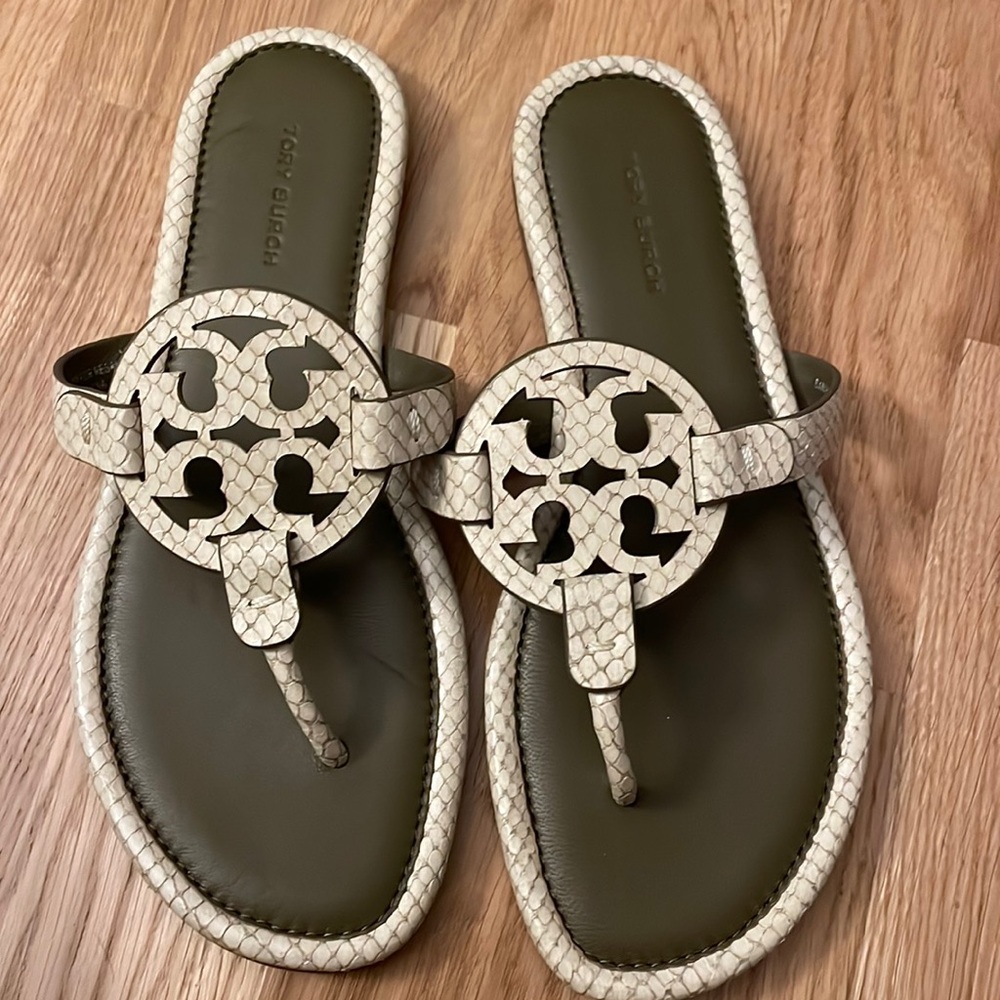 Brand New Tory Burch Miller Sandals - White textured - Size 7
